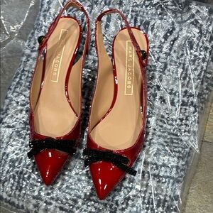 Marc Jacobs Glossy Red Heels with Black Bow